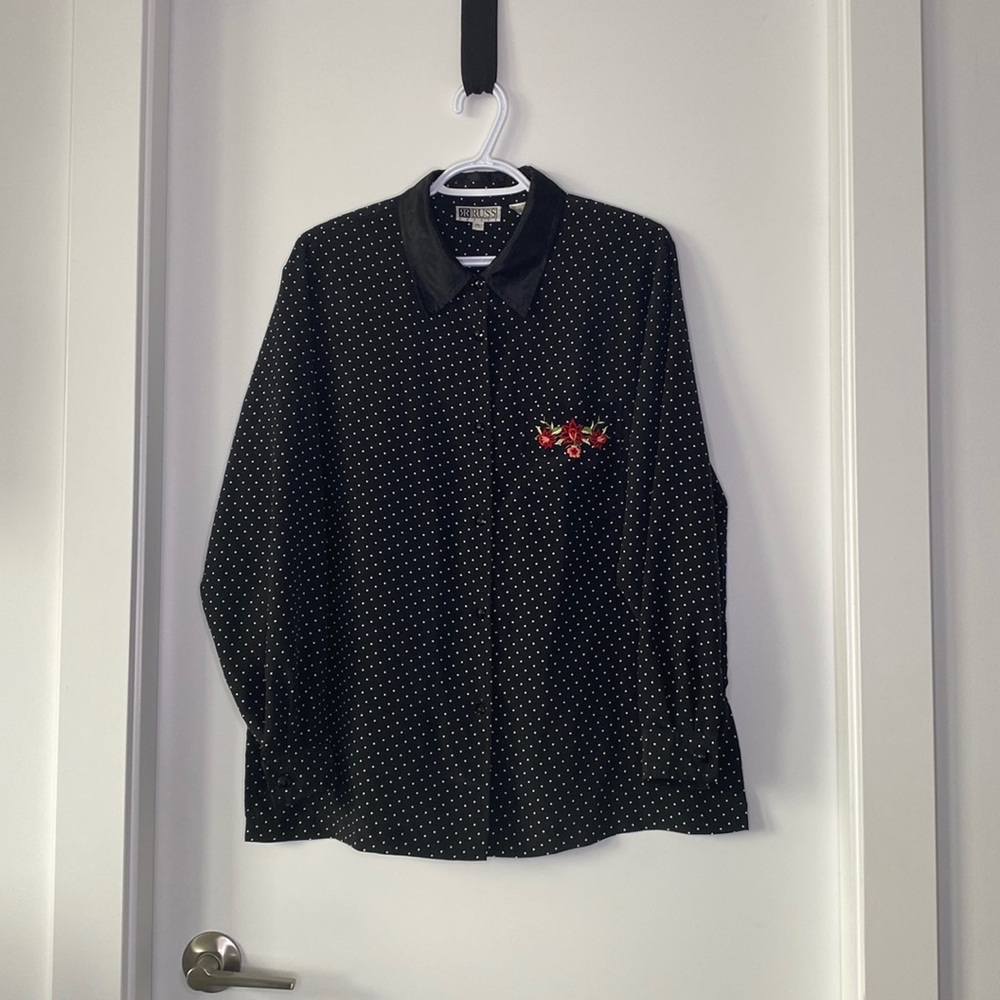 Vintage button up polka dot blouse